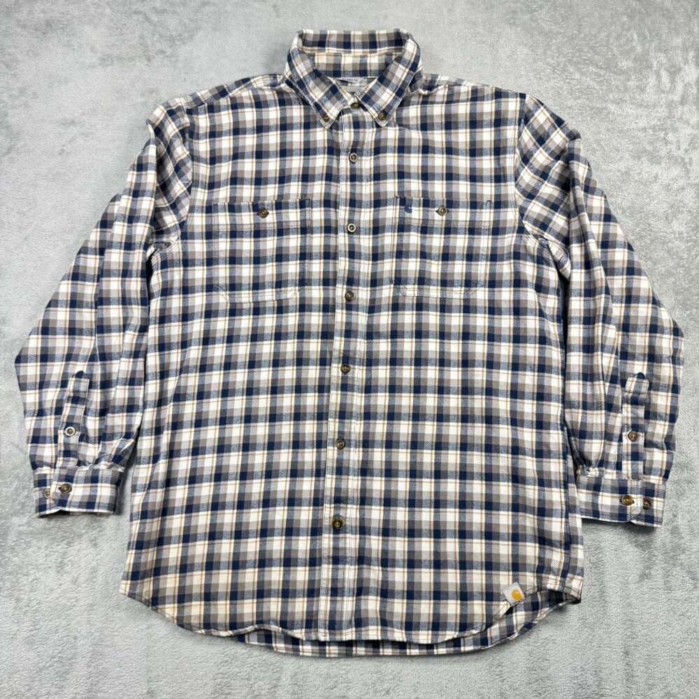 Carhartt Flannel Mens L Plaid Relaxed Fit Button Down Shirt Lumberjack Workwear
